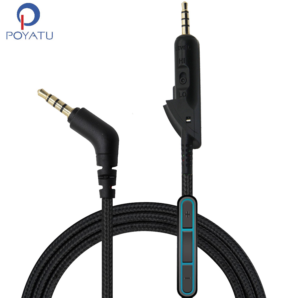 Wired Earphone Mic - Poyatu交換ケーブルQC15 QC2ヘッドフォンナイロン編組コードマイクiphone miサムスンのandroid