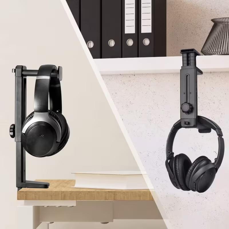 Headphone Stand Desk - ヘッドフォンスタンドオーガナイザー 回転可能 拡張可能 デスク下クランプマウントサポート