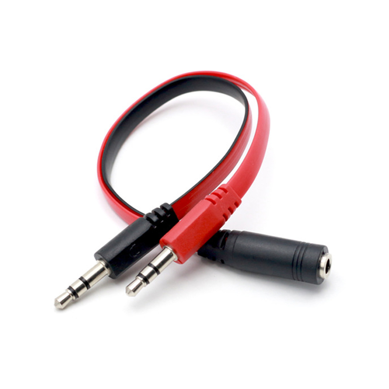 Earphone Splitter Jack - 3.5mm 1メス-2オス AUXオーディオケーブル マイクスプリッターケーブル イヤホン/ヘッドホンアダプターケーブル スマホ/タブレット用