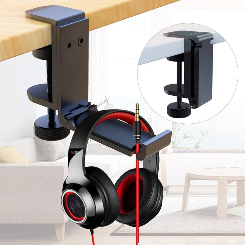 Headphone Stand Desk - デスク下ヘッドホンスタンド折りたたみ式ヘッドセットハンガーマウントアルミ製PCゲーミングヘッドホンクランプフック滑り止めシリコンパッド