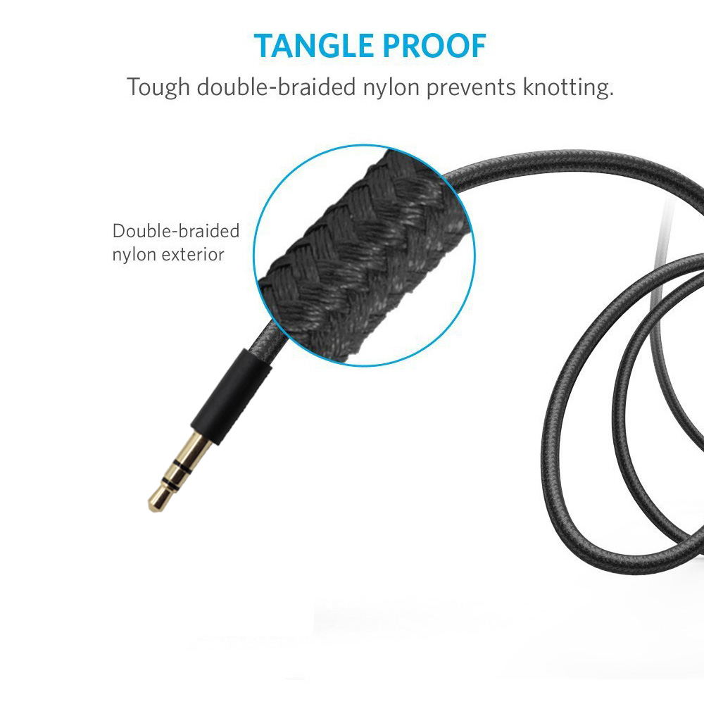 Poyatu交換ケーブルQC15 QC2ヘッドフォンナイロン - Wired Earphone Mic のレビューと価格