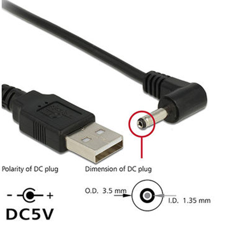 ブラックエルボ90° USBオス-オス DC電源ケーブル D - Cable Extension 3.5 のレビューと価格