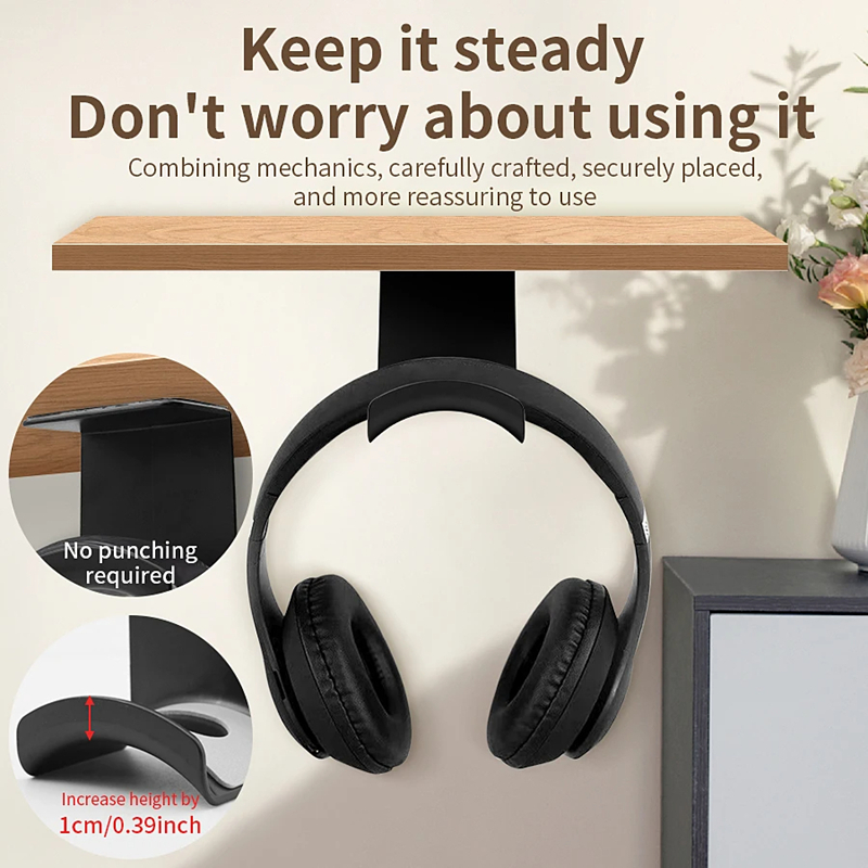 ユニバーサルヘッドフォンスタンド粘着プラスチック壁掛けハンガ - Headphone Stand Desk のレビューと価格