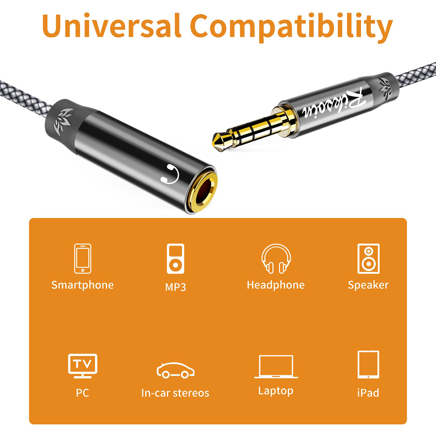 Riksoin 3.5mm ヘッドフォン延長ケーブル、オス- - Cable Extension 3.5 のレビューと価格
