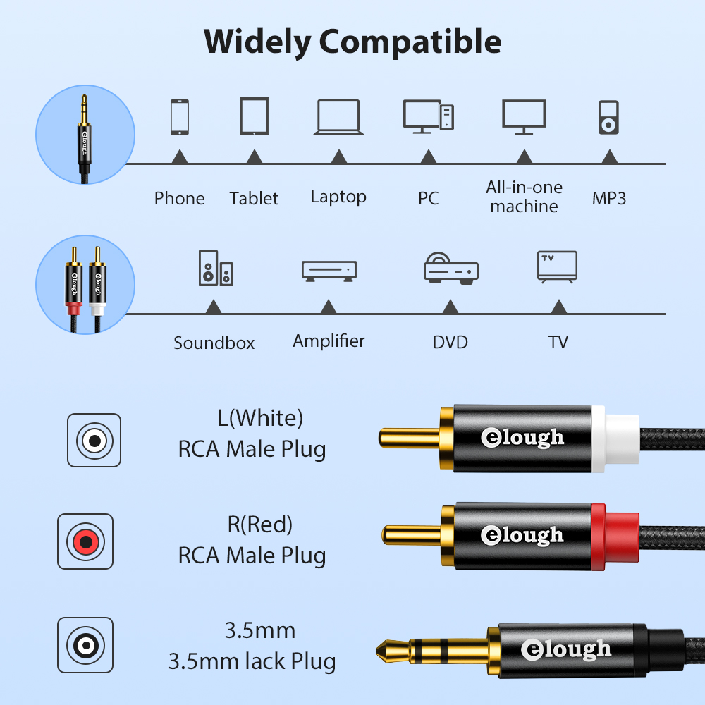 Elough-ケーブル付きオーディオケーブルジャック,rca - Cable Extension 3.5 のレビューと価格