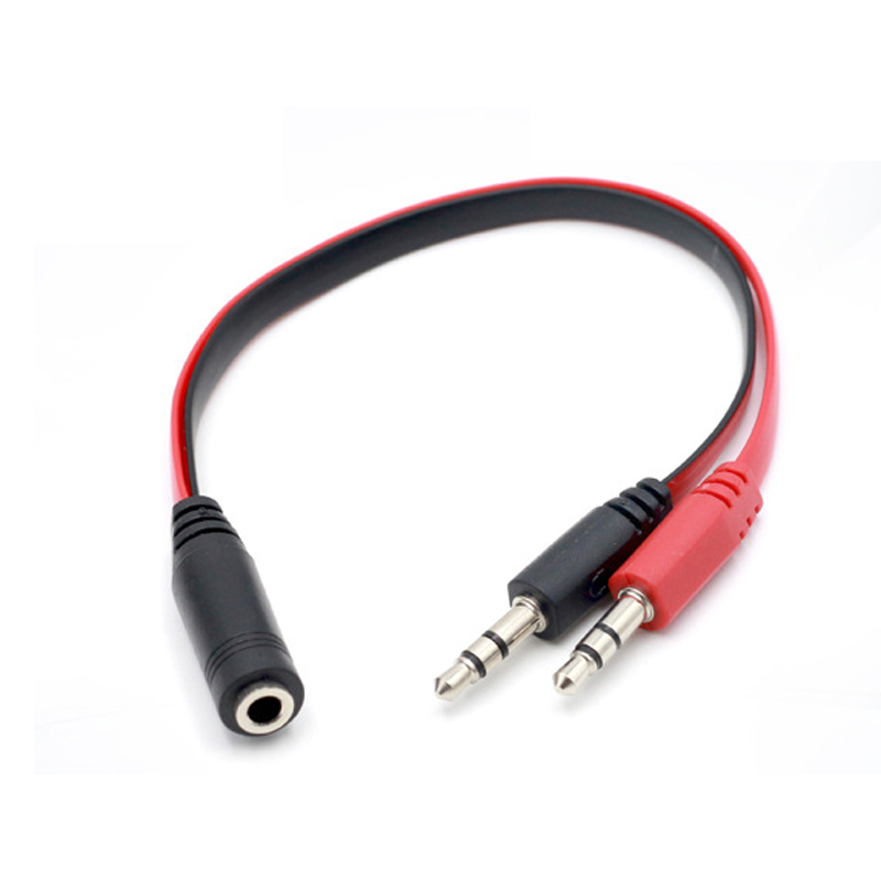3.5mm 1メス-2オス AUXオーディオケーブル マイク - Earphone Splitter Jack のレビューと価格