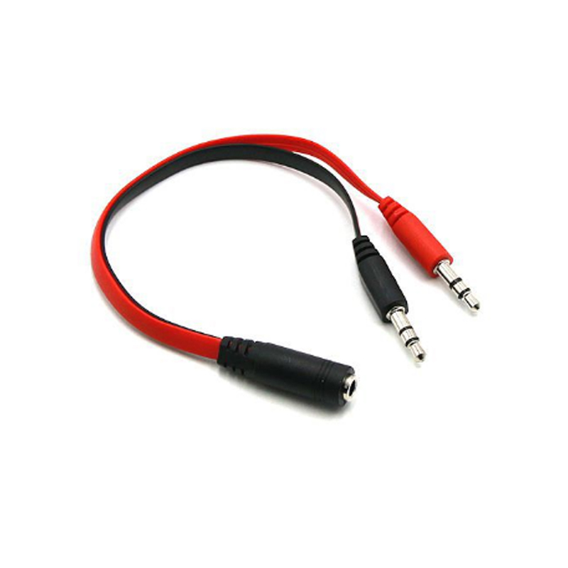 3.5mm 1メス-2オス AUXオーディオケーブル マイク - Earphone Splitter Jack のレビューと価格